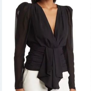 Ronny Kobo Trina Long Sleeve Blouse Black Small NWT MSRP $368